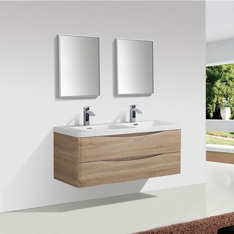 Mueble para lavabo de madera y mármol negro 120 cm