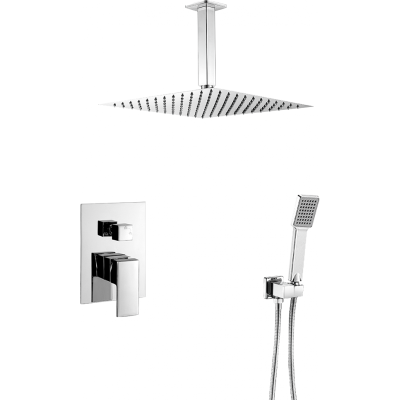 Conjunto de ducha monomando empotrada a techo MILTON cromado