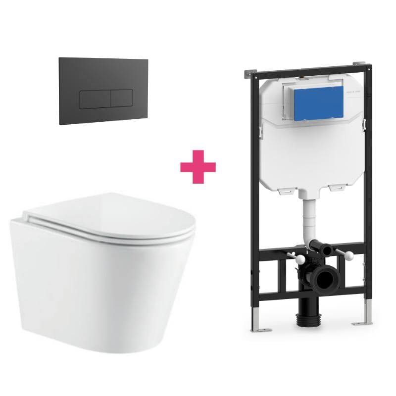 PACK inodoro suspendido cerámica TURIN con cisterna y pulsador