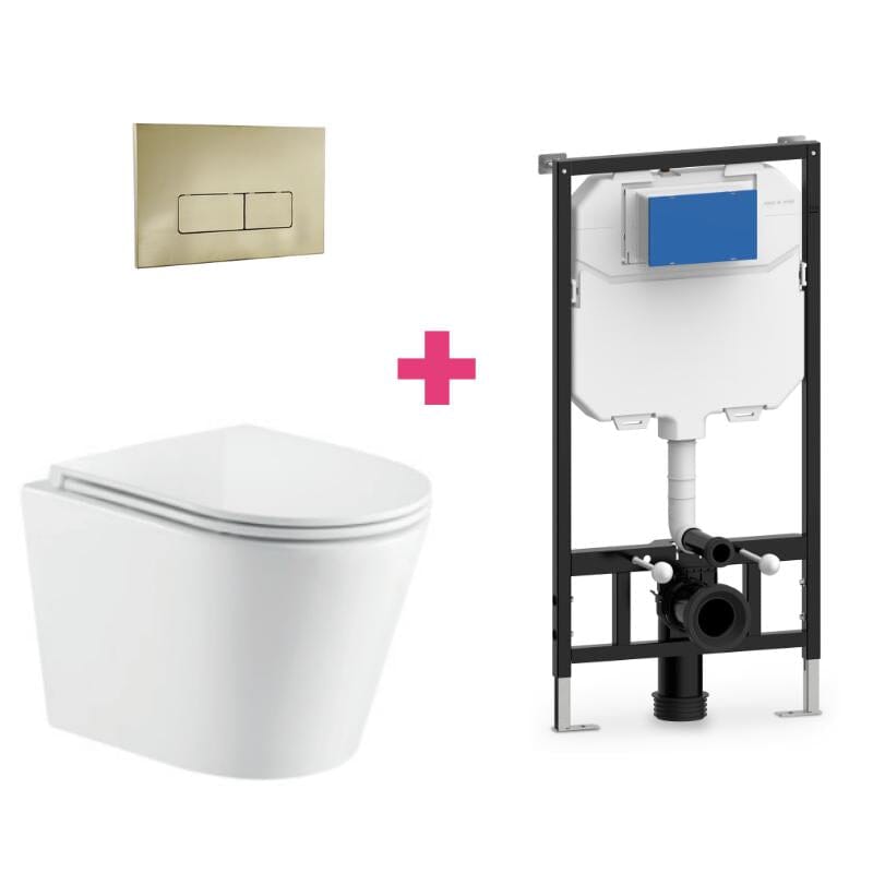 PACK inodoro suspendido cerámica TURIN con cisterna y pulsador