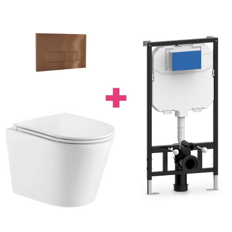 PACK inodoro suspendido cerámica TURIN con cisterna y pulsador