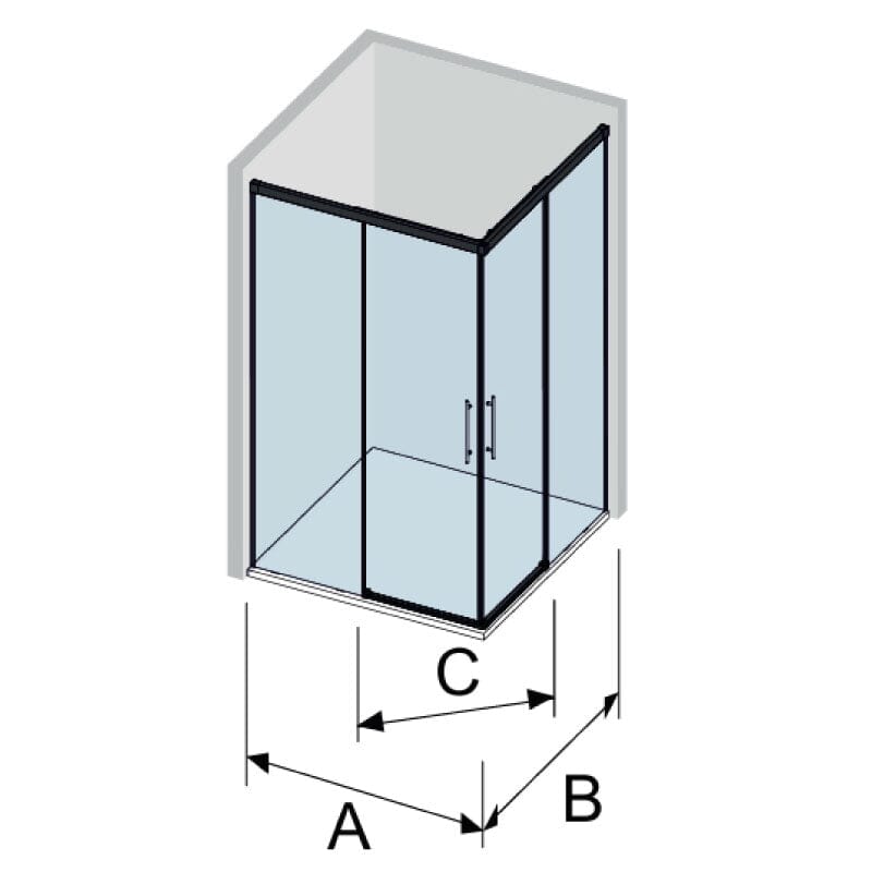 Angular de ducha 2 Fijos + 2 Puertas Correderas URBAN Plata mate + Entorno baño