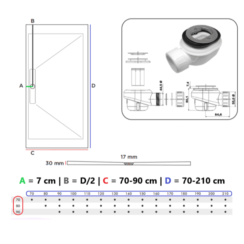 Plato de ducha pizarra EDIS GRIS