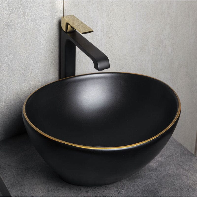 Lavabo ovalado de cerámica FORMOZA negro con dorado