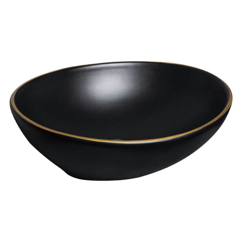 Lavabo ovalado de cerámica FORMOZA negro con dorado