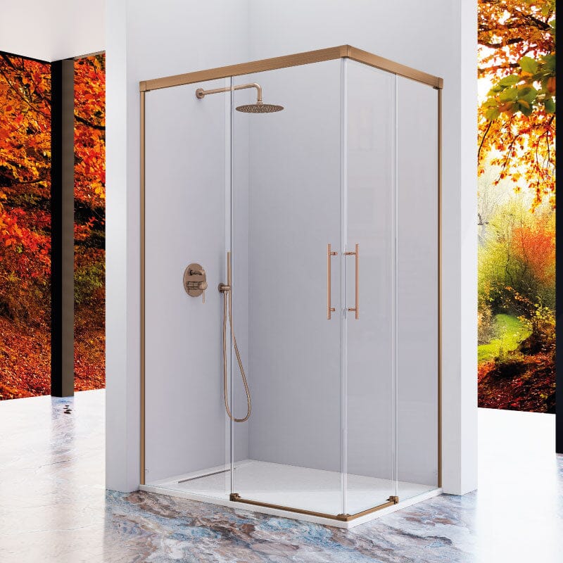 Angular de ducha 2 Fijos + 2 Puertas Correderas URBAN Bronce - Entorno baño