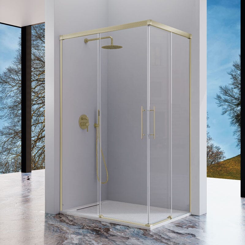 Angular de ducha 2 Fijos + 2 Puertas Correderas URBAN Dorado - Entorno baño