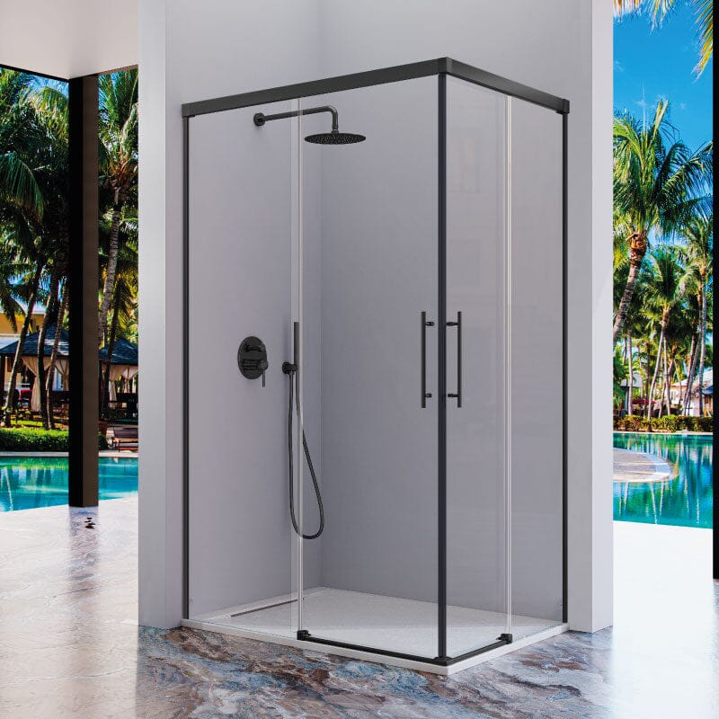 2 Cantos de Duche Fixos + 2 Portas de Correr URBAN Preto