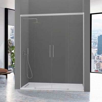 Frontal de ducha 2 Fijos + 2 Puertas Correderas URBAN Plata mate - Entorno baño