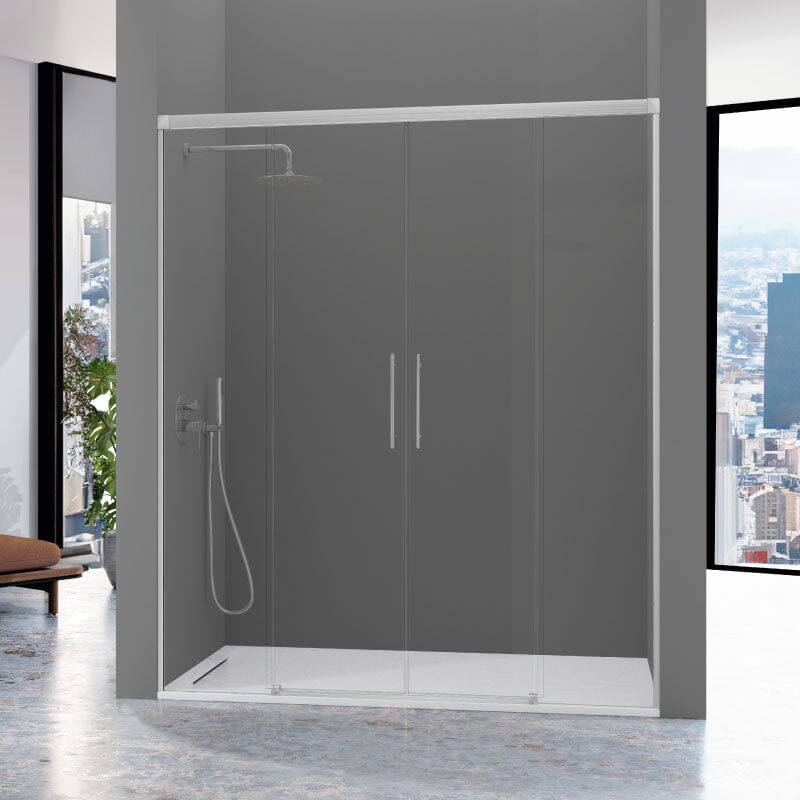 Frontal de ducha 2 Fijos + 2 Puertas Correderas URBAN Plata mate - Entorno baño
