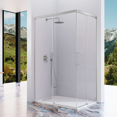Angular de ducha 2 Fijos + 2 Puertas Correderas URBAN Plata mate + Entorno baño