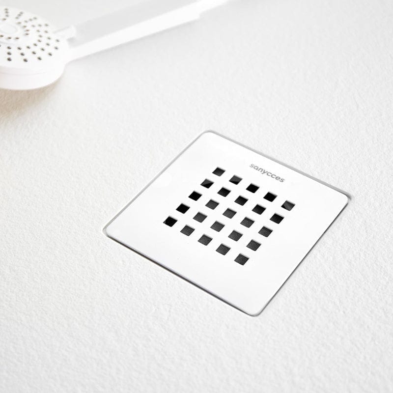 Plato de ducha extraplano STRATO con superficie de pizarra, rectangular, blanco