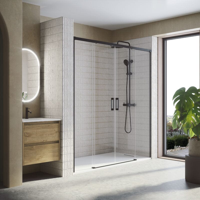 Frontal de ducha 2 Fijos + 2 Puertas Correderas YAIZA negro - Entorno baño