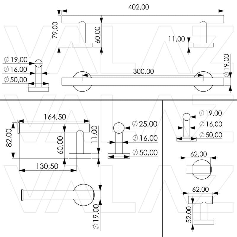 Conjunto accesorios de baño CHARLES 40 cromado