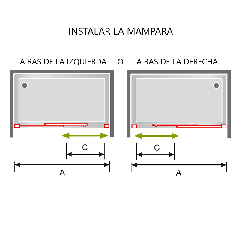 Frontal de ducha + Puerta Corredera DELTA Negro