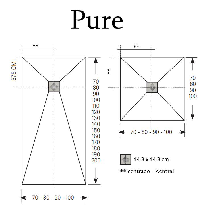 Plato de ducha pizarra PURE
