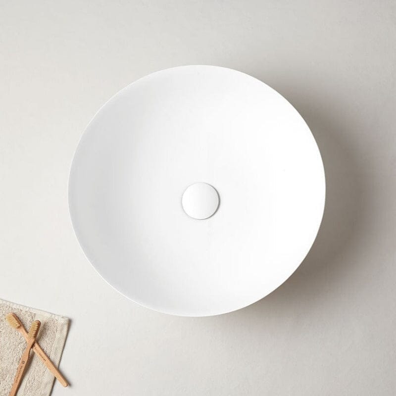 Lavabo BLANCO MATE sobre encimera redondo BOL Ø41cm marmol cultivado - Entorno Bano
