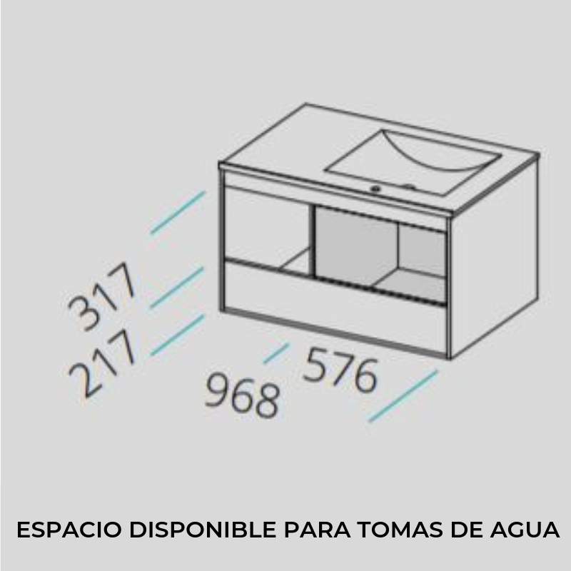 Mueble de Lavabo suspendido TUELA - 100 cm de ancho - Entorno baño