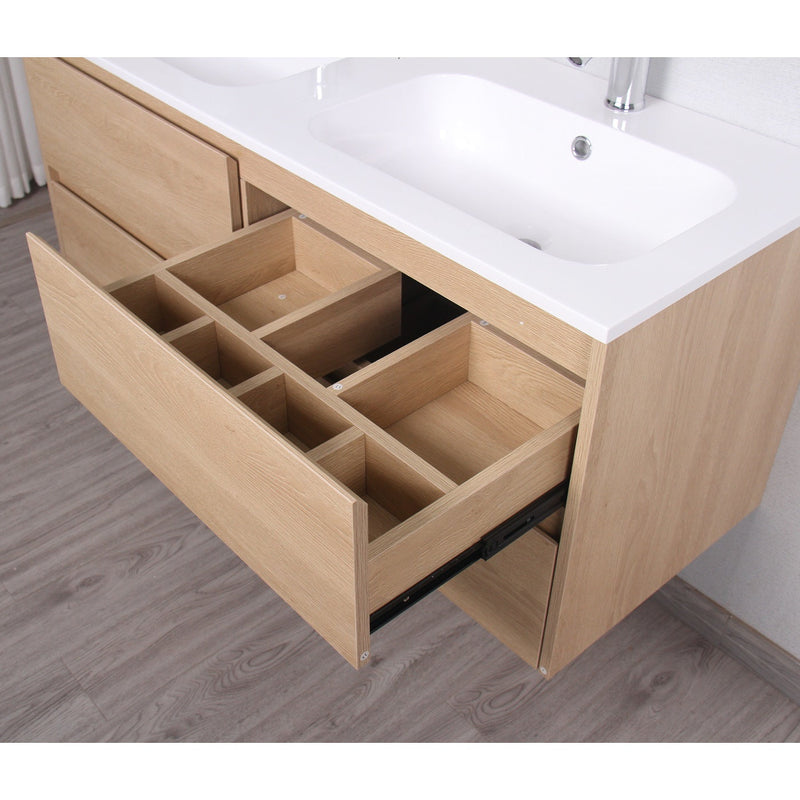 Mueble lavabo + lavabo doble 120 cm FORTINA roble claro - Entorno baño
