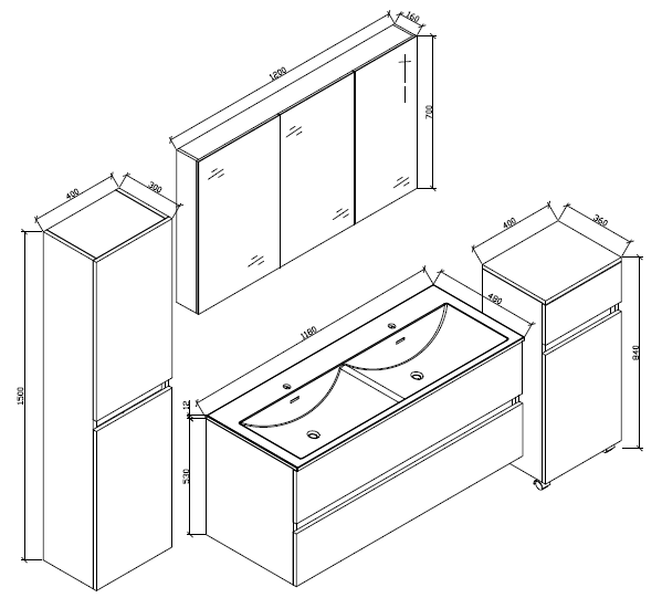 Mueble auxiliar columna 150cm SIENA - Entorno Baño
