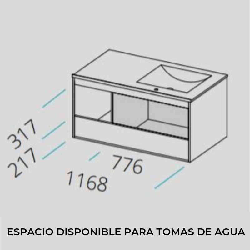 Mueble de Lavabo suspendido TUELA - 120 cm de ancho - Entorno baño