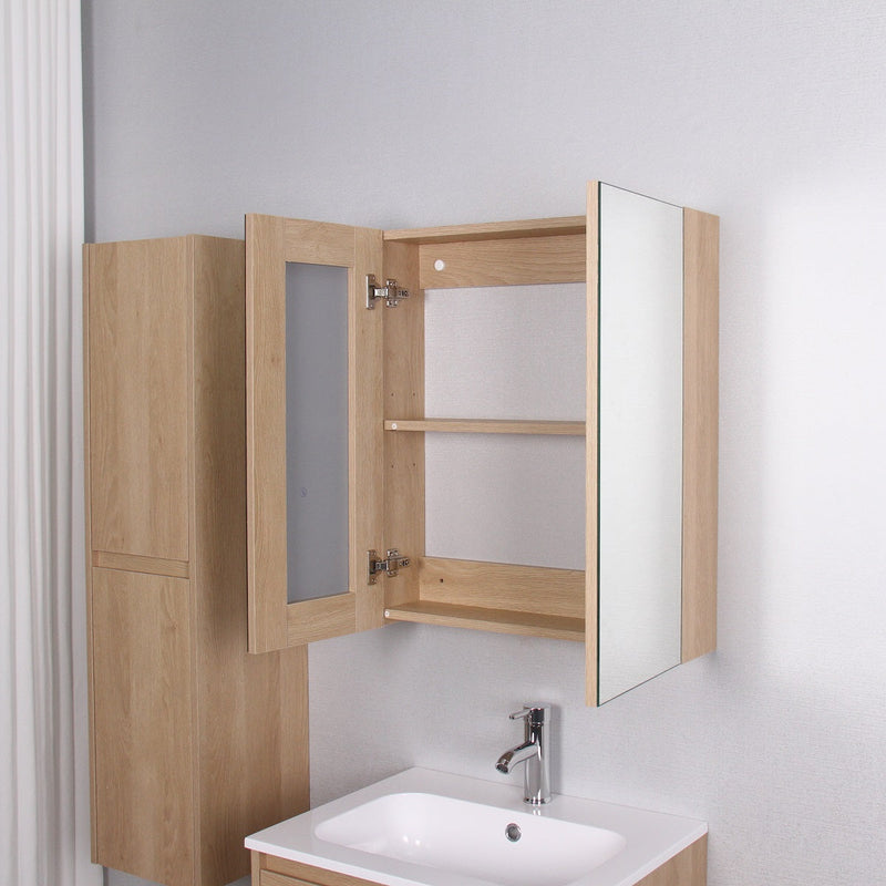 Armario espejo FORTINA ancho 60 cm con espejo roble claro - Entorno baño