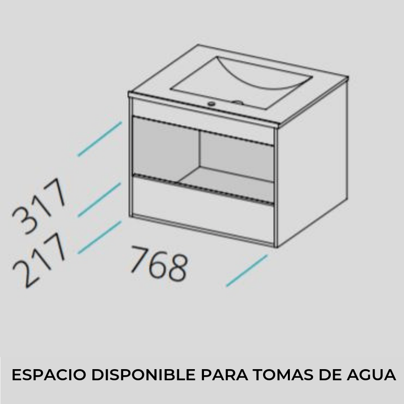 Mueble de Lavabo Suspendido SADO - 80 cm de ancho - Entorno baño