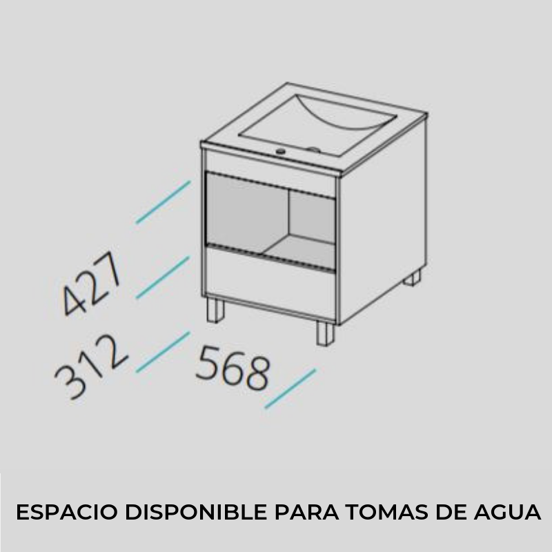 Mueble de Lavabo con Patas ALCOA - 60 cm de ancho - Entorno baño
