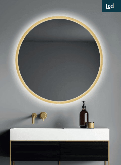 Espejo de baño con LED ESTANY oro - Entorno Baño