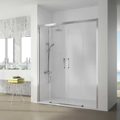 Frontal de ducha + Puerta Corredera S400 cromado - Entorno Baño