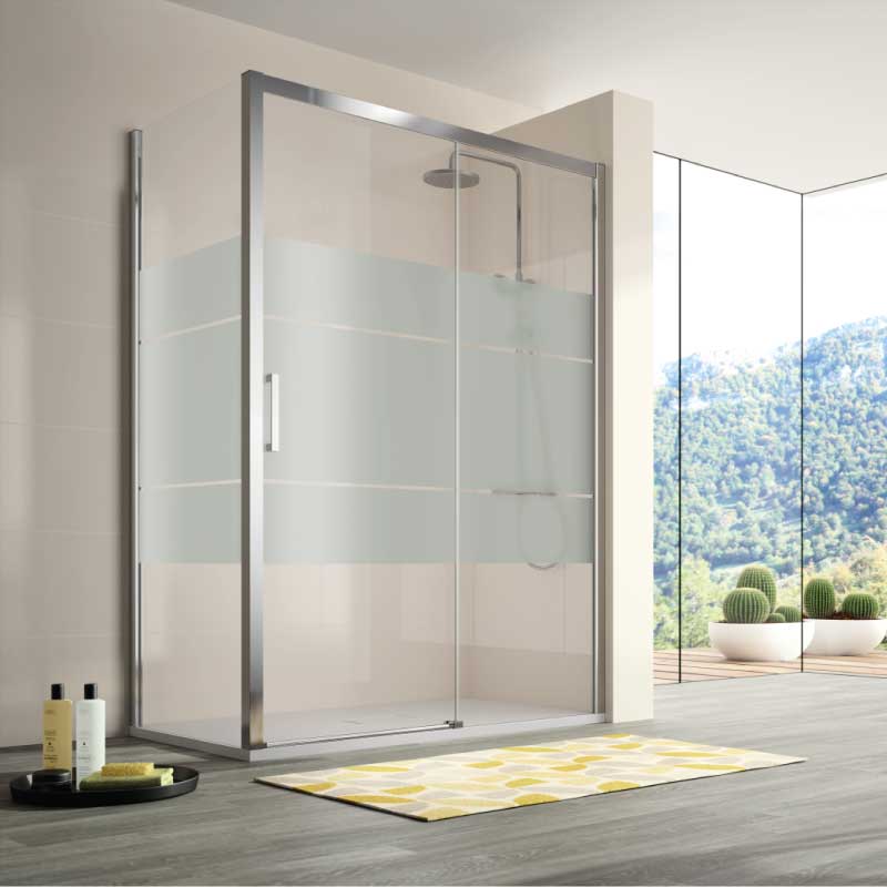 Frontal de ducha + Puerta corredera S400 cromado - Entorno Baño