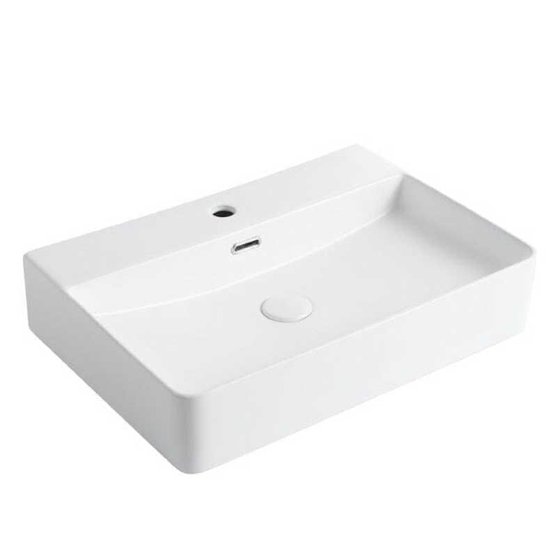 Lavabo blanco brillo sobre encimera cerámico ESTERO 60 x 42,5 cm - Entorno baño