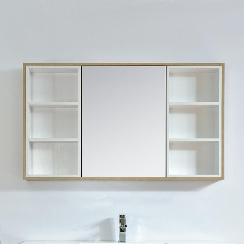 Mueble auxiliar con espejo de 120 cm FRAME acabado roble en fibra de madera