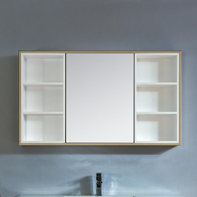 Mueble auxiliar con espejo de 120 cm FRAME acabado roble en fibra de madera