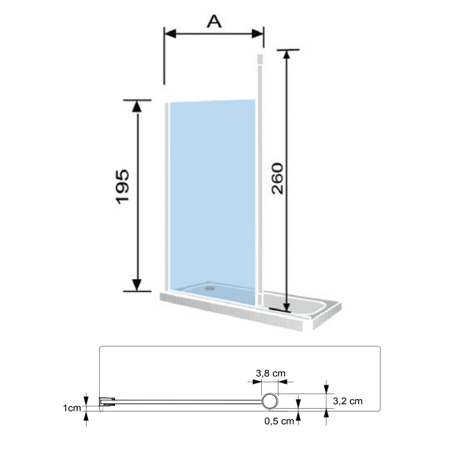 Panel fijo de ducha FRESH LEVANTE cromado - cristal 8mm - Entorno Baño