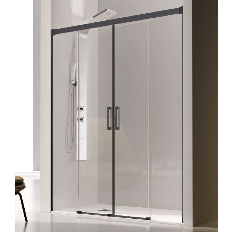 Frontal de ducha 2 Fijos + 2 Puertas Correderas GLASÉ perfil negro - Entorno baño