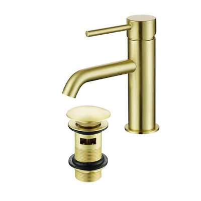 Grifo monomando para lavabo PICO dorado con válvula de desagüe - Entorno baño