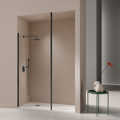 Panel fijo de ducha FRESH LEVANTE negro - cristal 8mm - Entorno Baño