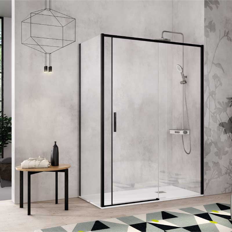 Frontal de ducha + Puerta corredera MASELA oro rosa - Entorno Baño