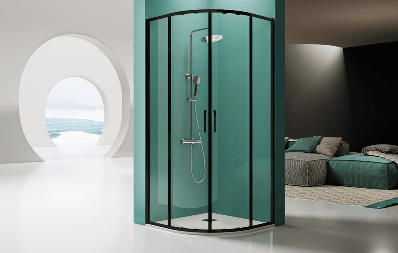 Mampara de ducha PRISMA semicircular negro - cristal 6 mm - Entorno Baño