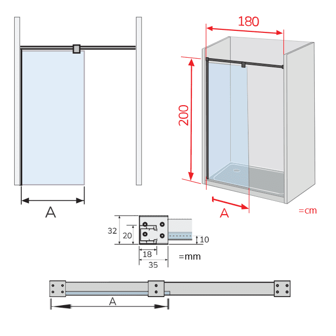 Panel fijo de ducha FRESH SALOMON STRAIGHT cromado - cristal 8mm - Entorno Baño