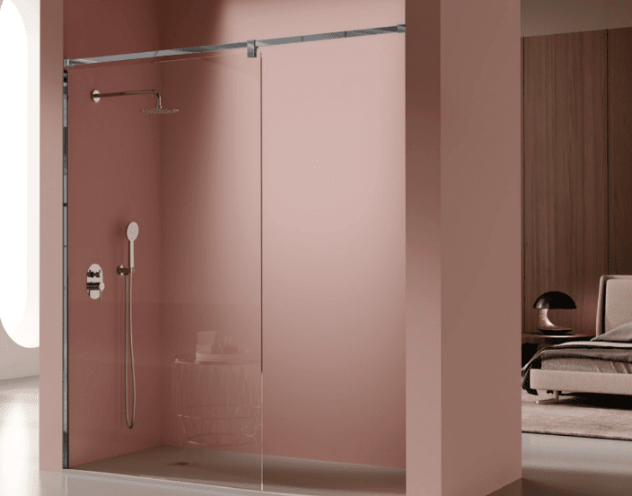 Panel fijo de ducha FRESH SALOMON STRAIGHT cromado cepillado - cristal 8mm - Entorno Baño