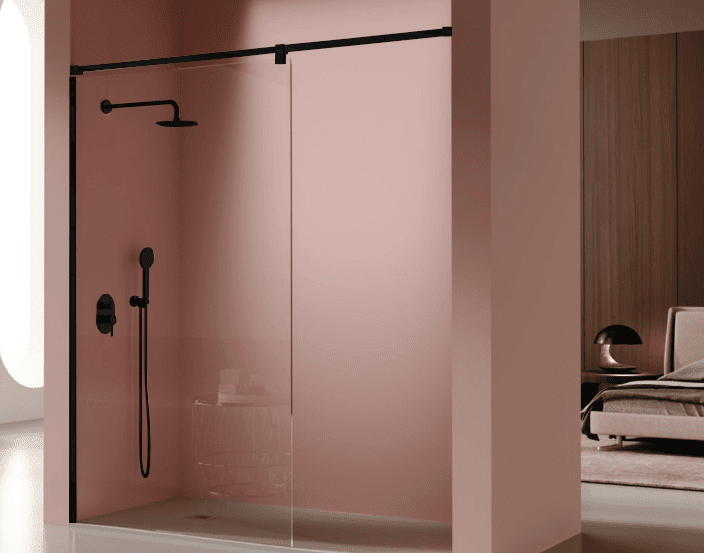 Panel fijo de duchaFRESH SALOMON STRAIGHT negro - cristal 8mm - Entorno Baño