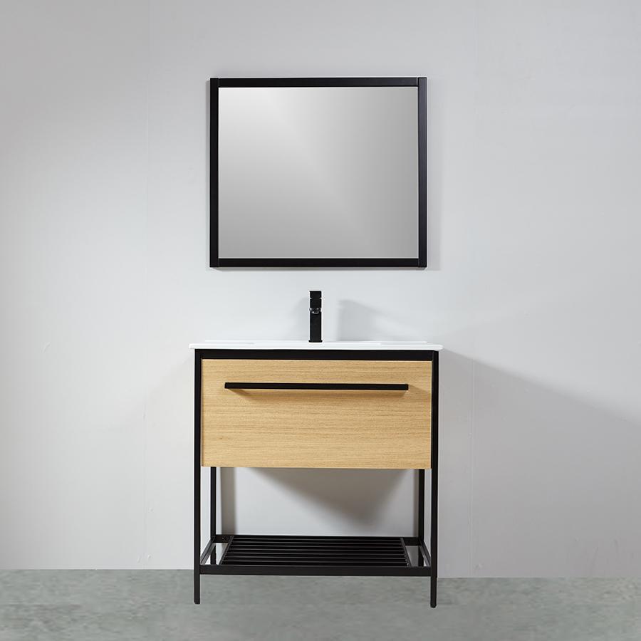 Mueble De Baño Con Patas + Lavabo Negro 80 Cm Smart – Madera Y Metal Negro  con Ofertas en Carrefour