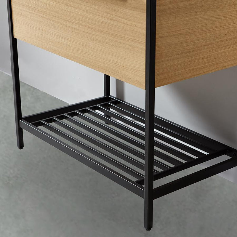 Mueble de Bano con patas + Lavabo 80 cm SMART – Madera y Metal Negro