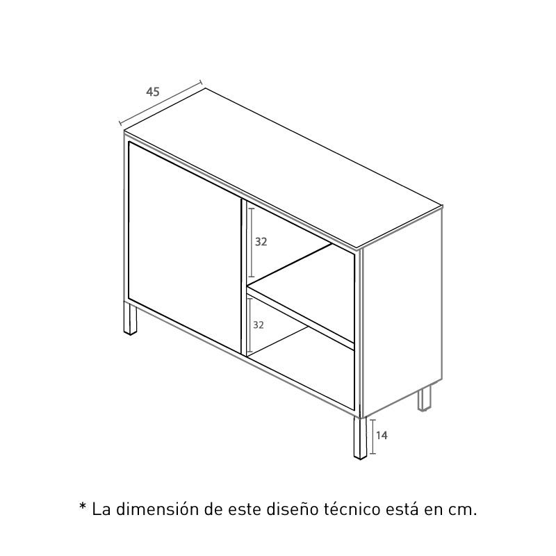 Mueble Lavabo TASMANIA con patas y cuatro espacios de almacenamiento. Dibujo técnico - Entorno baño