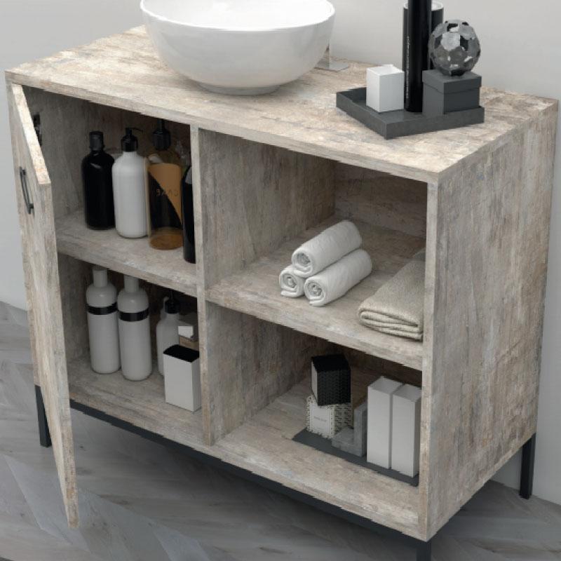 Mueble Lavabo TASMANIA con patas y cuatro espacios de almacenamiento - Entorno baño