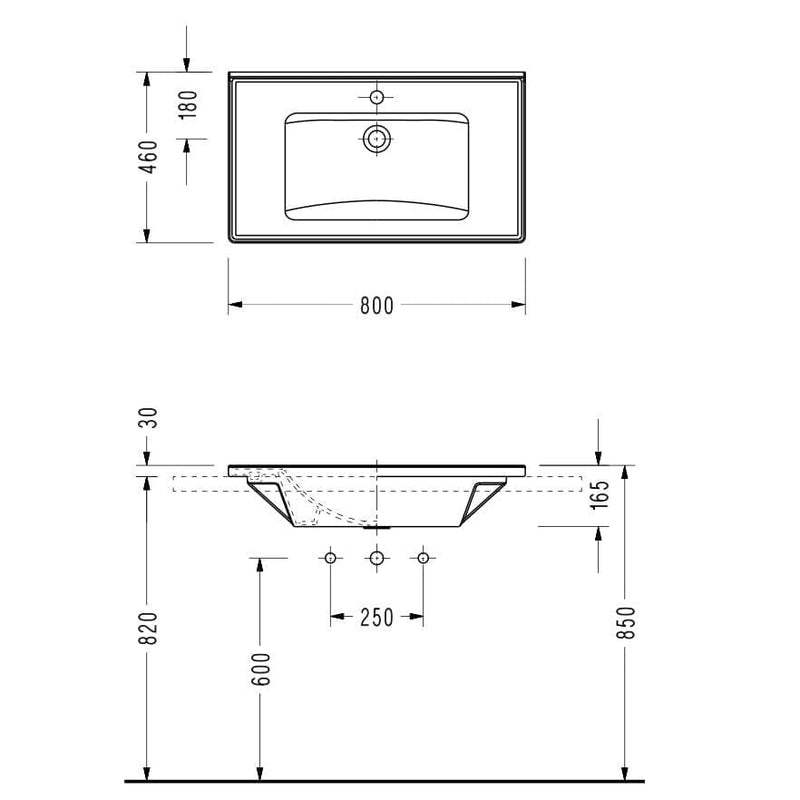 Medidas Lavabo con mueble MESSINA 80 cm roble claro - Entorno Baño