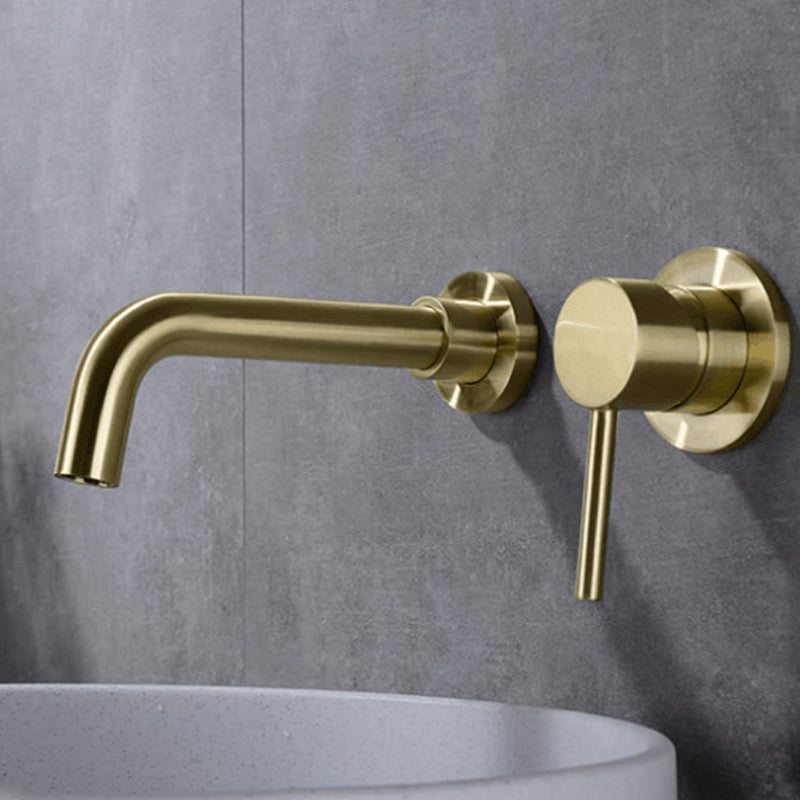 Grifo lavabo empotrado monomando CAIMAN dorado cepillado largo - Entorno baño