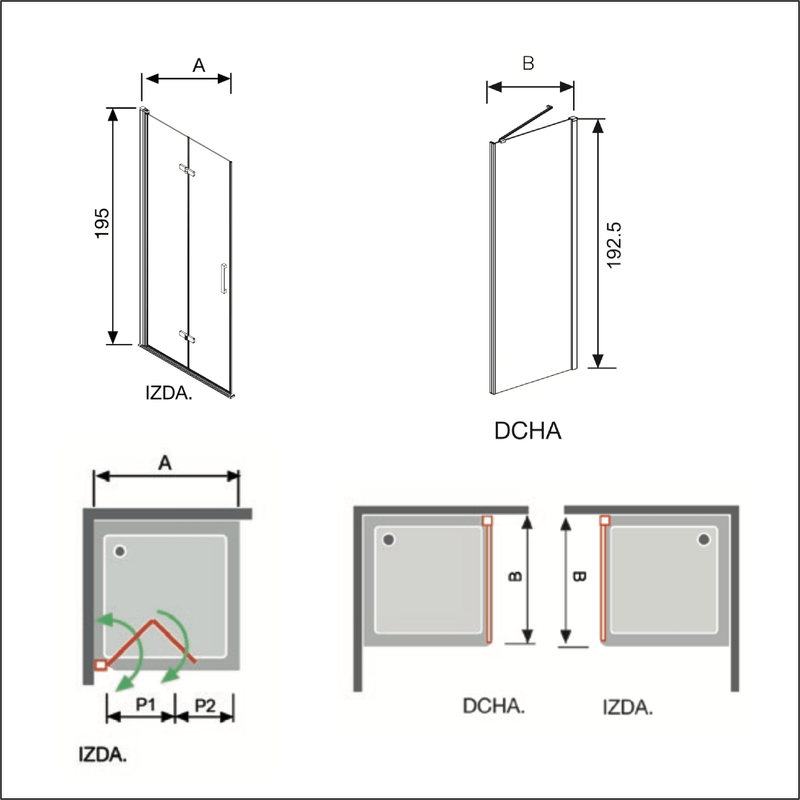Panel fijo + Puerta plegable NARDI
